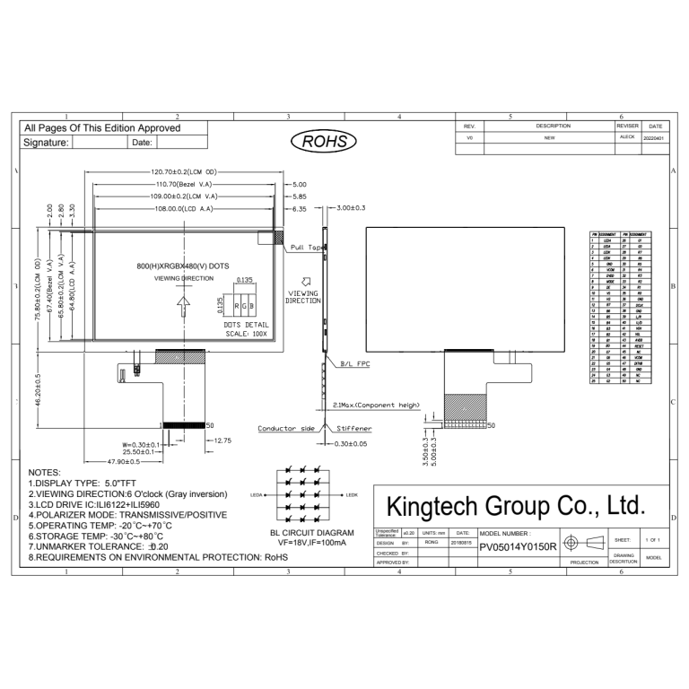 5 inch WVGA LCD module