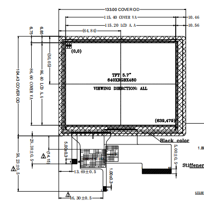 640x480 500nits LVDS and RGB interface LCD display